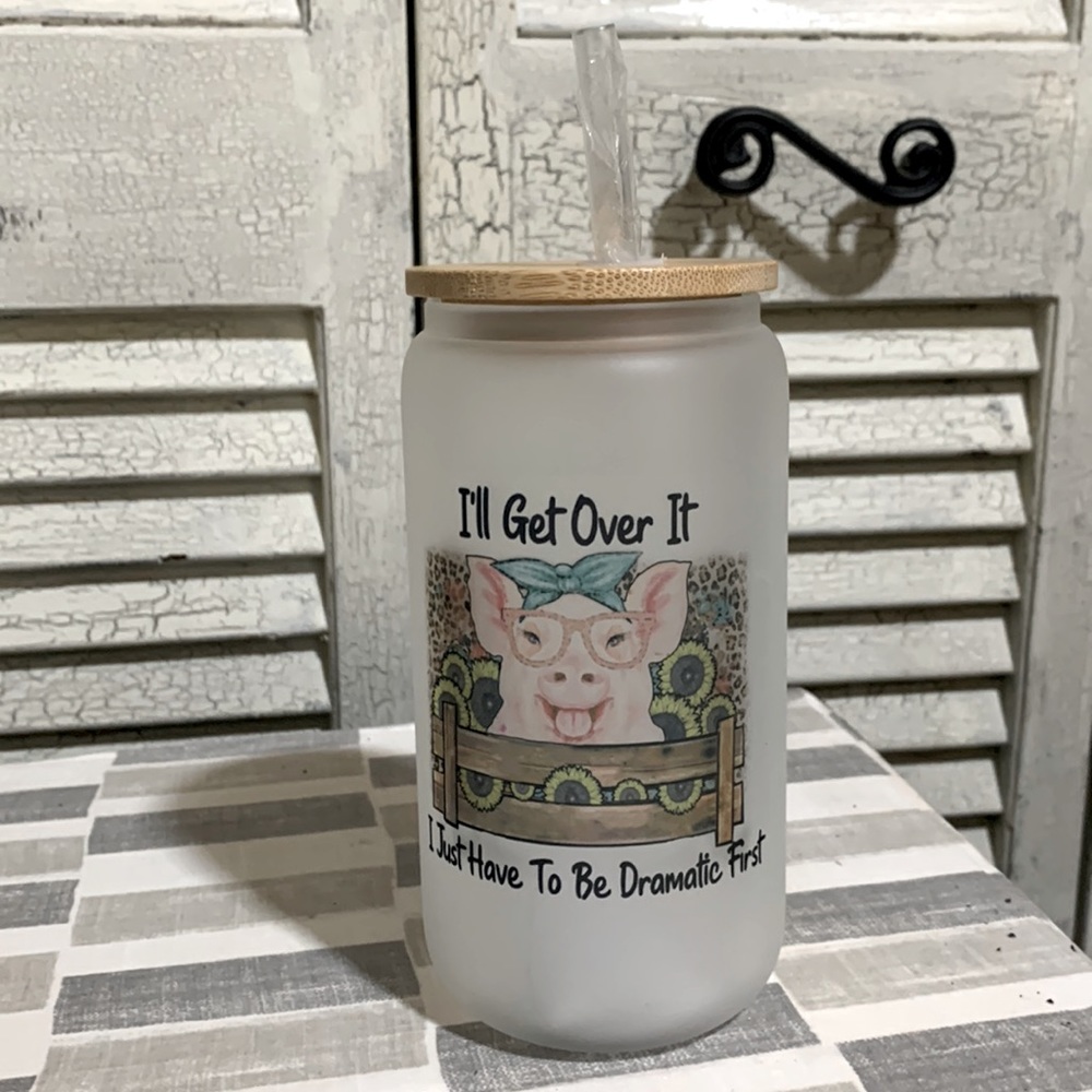 NWOT. Frosted glass tumbler